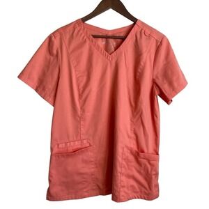Matrix Women Nurse Core Scrub Top Large Coral V-Neck Professional Medical 3501